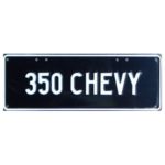 Novelty Number Plate - 350 Chevy - White On Black