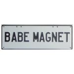 Novelty Number Plate - Babe Magnet - Black On White