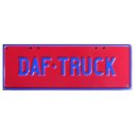 Novelty Number Plate - Daf Truck Navy Blue On Red