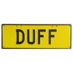 Novelty Number Plate - Duff Black On Yellow