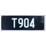Novelty Number Plate - T904 White On Black
