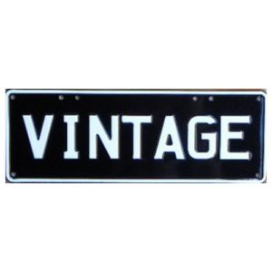 Novelty Number Plate - Vintage - White On Black