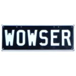 Novelty Number Plate - Wowser White On Black