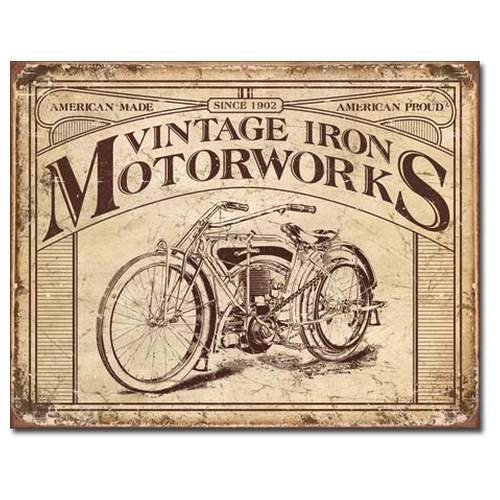 Sign - Vintage Iron Motorworks Motorcycle