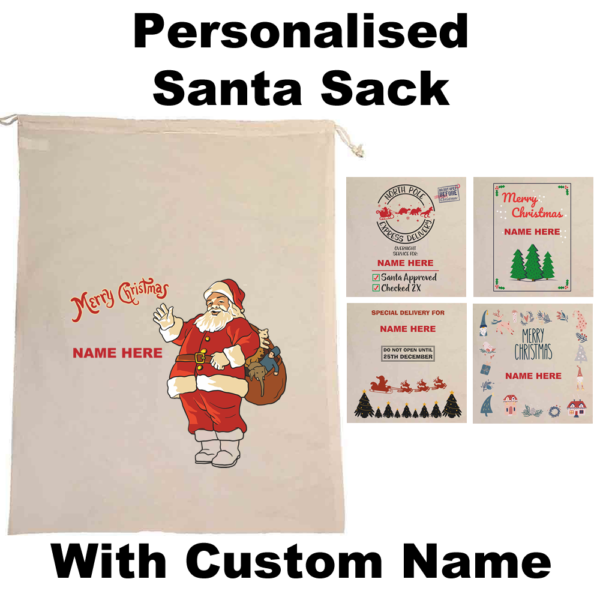 Personalised Santa Sack With Custom Name 53cm x 73cm